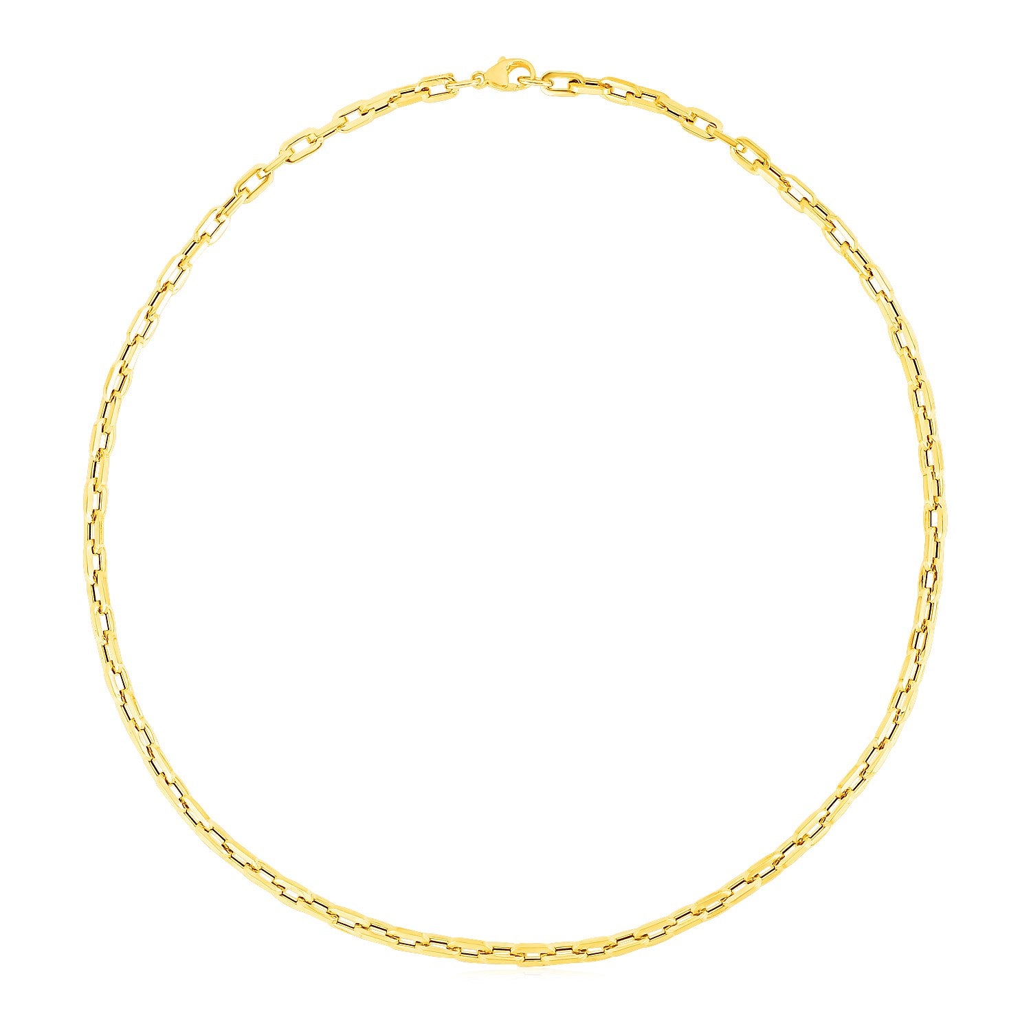14k Yellow Gold Paperclip Chain Necklace (4.20 mm) in a sleek high-contrast midnight luxury editorial style